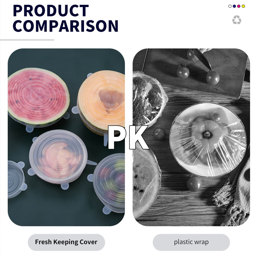 Couvercle Silicone alimentaires élastique 6 Pièces