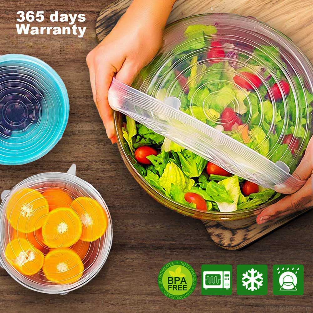 Couvercle Silicone alimentaires élastique 6 Pièces
